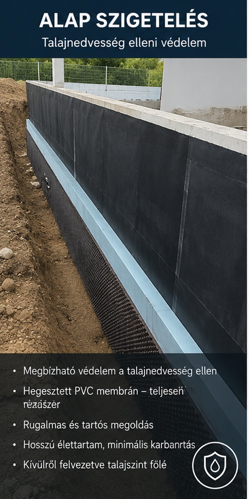 PVC membrános alapszigetelés kivitelezése