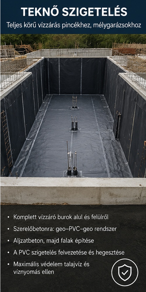 PVC membrános teknőszigetelés